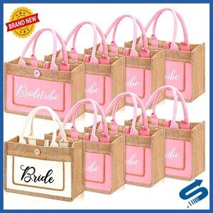 Jute Tote Bags Wedding Gift Reusable Beach Travel Foldable Chic Elegant
